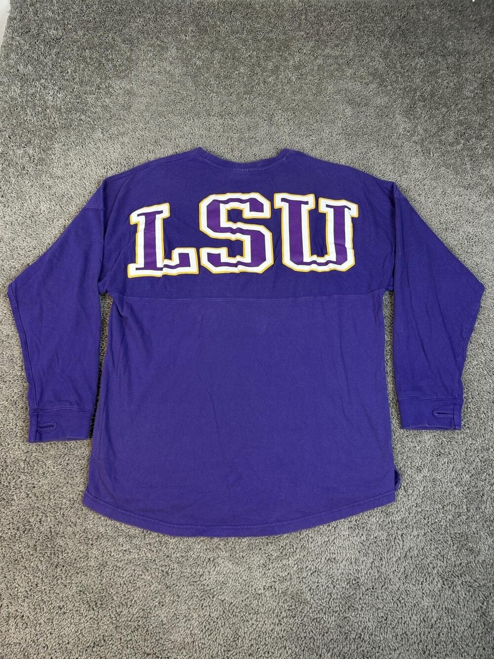 LSU Shirt Mens M Purple Long Sleeve NCAA Football Pressbox Team Apparel